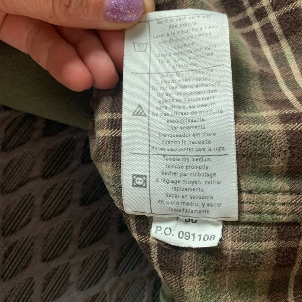 Vintage Carhartt Barn Jacket Khaki Green Cotton Canvas Flannel Lined Shacket - Picture 11 of 13